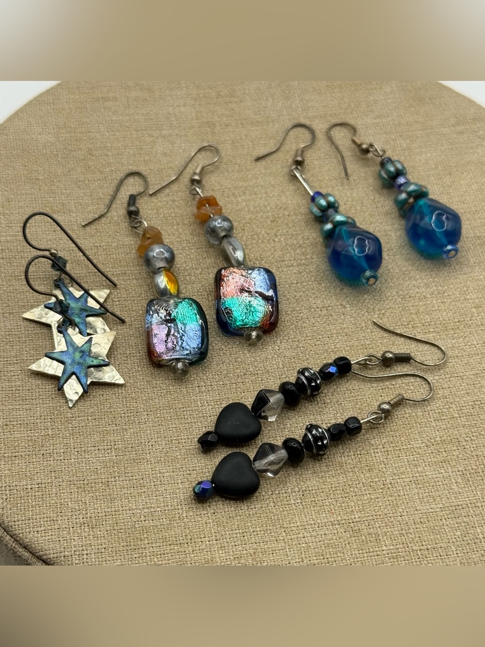Set of 4 Handmade Multicolor Glass Drop Earrings